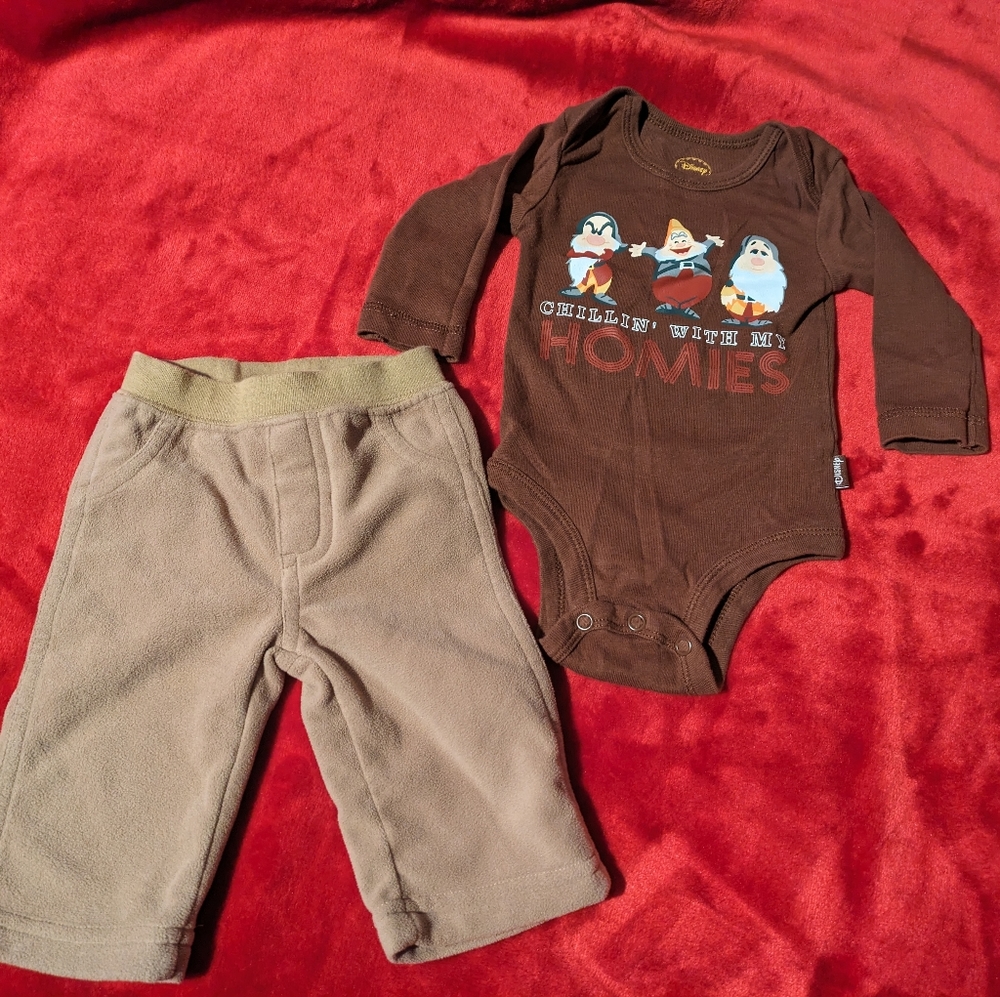 Disney Official Onesie and Carter's fleece pants